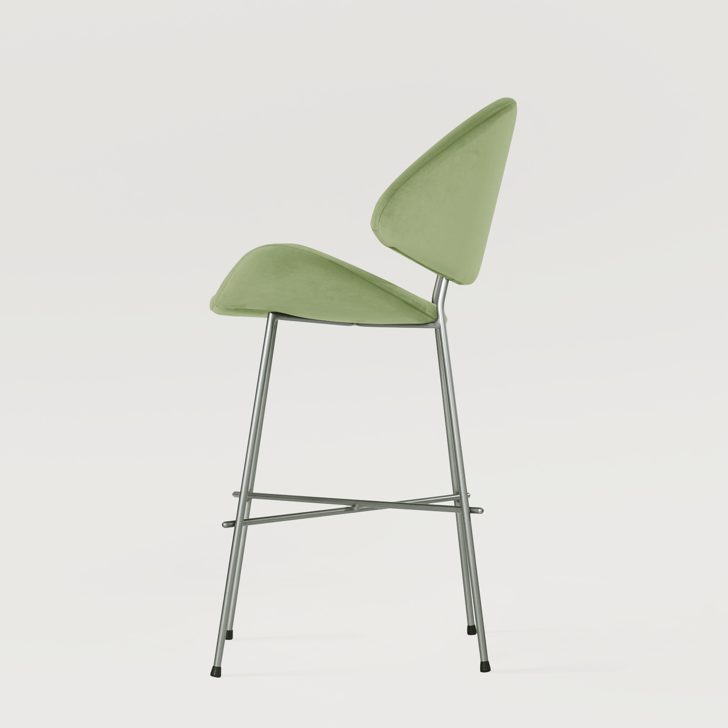 Krzesło barowe Cheri Bar Velours Chrome Low - Jasnozielone