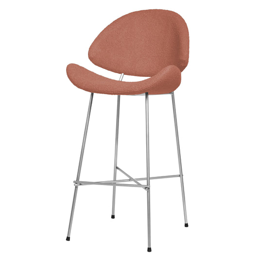 Krzesło barowe Cheri Bar Boucle Chrome High - Ceglaste