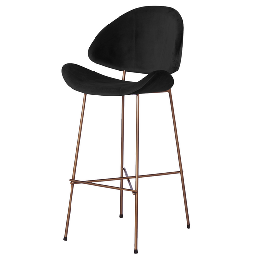 Krzesło barowe Cheri Bar Velours Copper High - Czarne