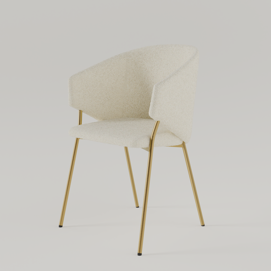 Krzesło Throne Boucle Gold - Ecru