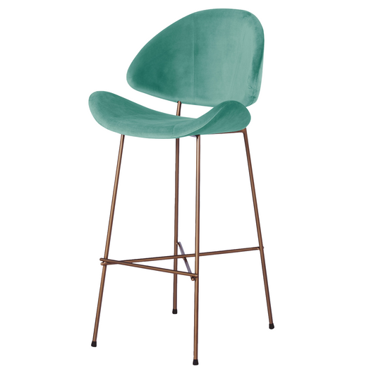 Krzesło barowe Cheri Bar Velours Copper High - Miętowe