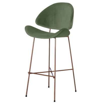 Krzesło barowe Cheri Bar Velours Copper High - Zielone