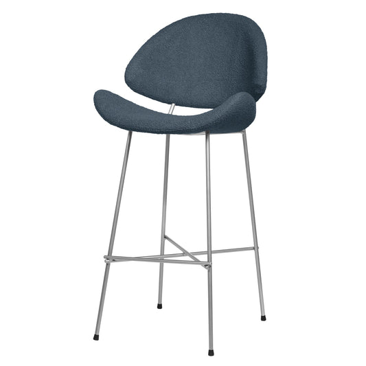 Krzesło barowe Cheri Bar Boucle Chrome High - Ciemnoniebieskie