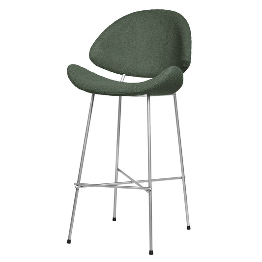 Krzesło barowe Cheri Bar Boucle Chrome High - Ciemnozielone
