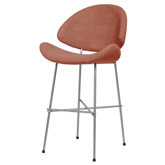 Krzesło barowe Cheri Bar Boucle Chrome Low - Ceglasty