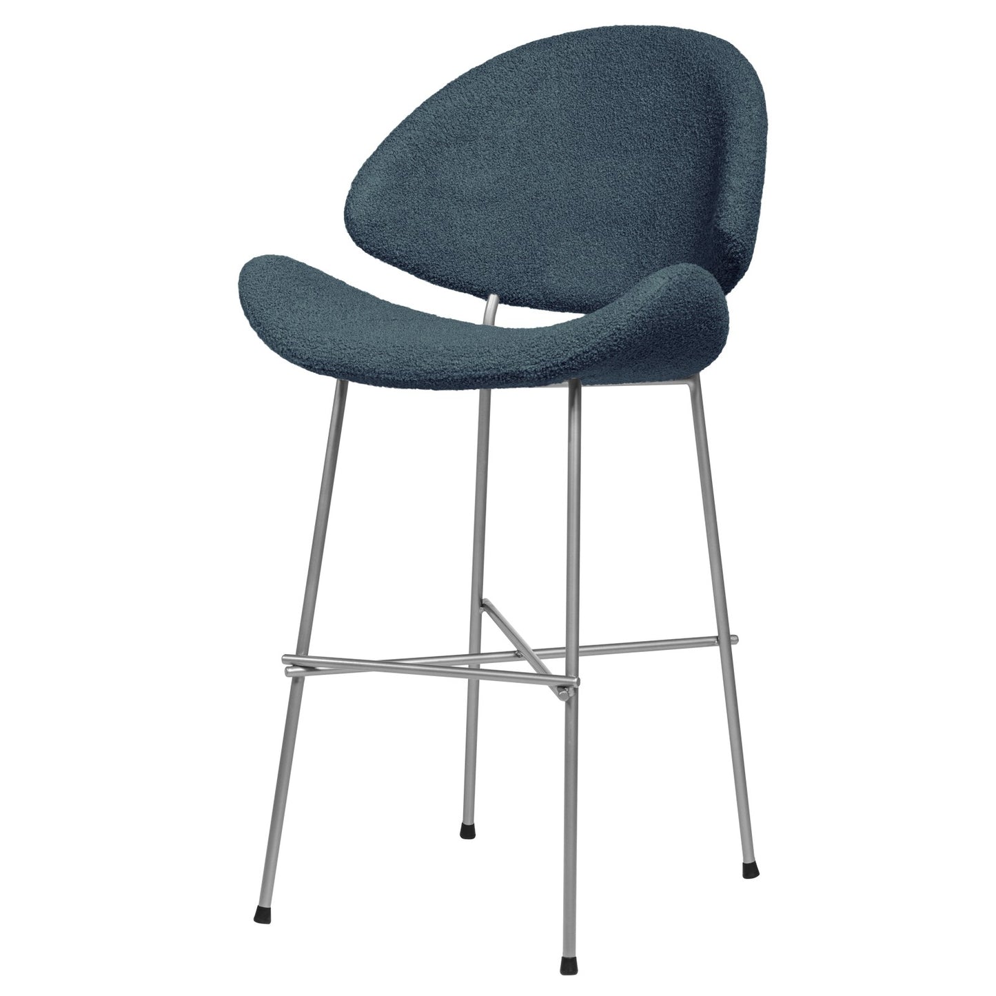Krzesło barowe Cheri Bar Boucle Chrome Low - Ciemnoniebieskie