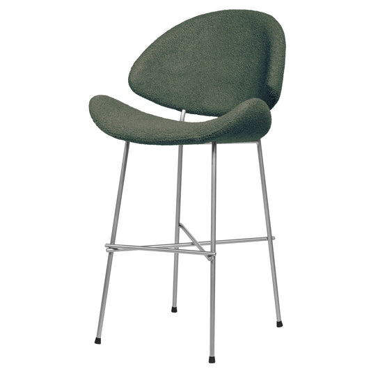 Krzesło barowe Cheri Bar Boucle Chrome Low - Ciemnozielone