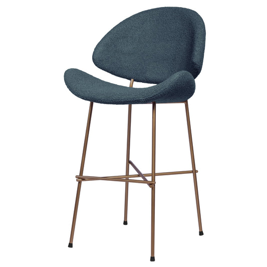 Krzesło barowe Cheri Bar Boucle Copper Low - Ciemnoniebieskie