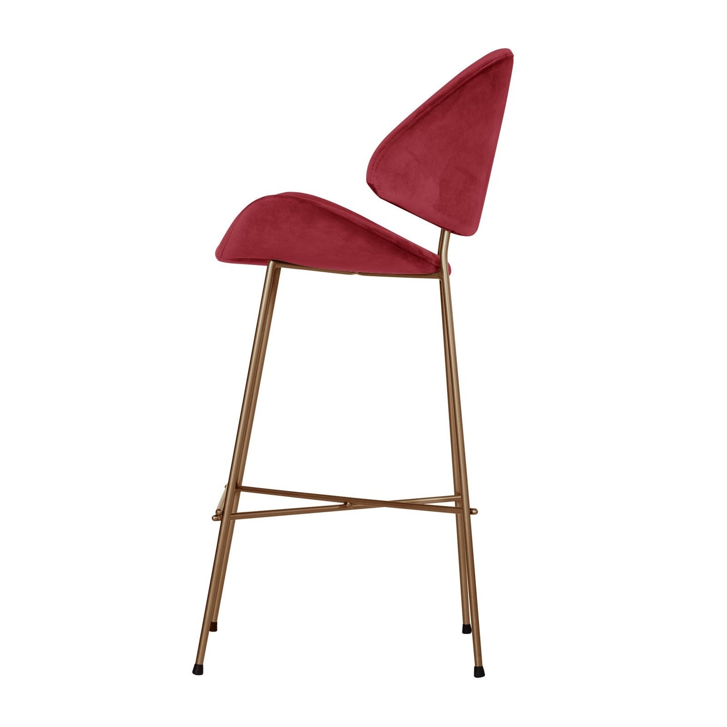 Krzesło barowe Cheri Bar Velours Copper High - Czerwone