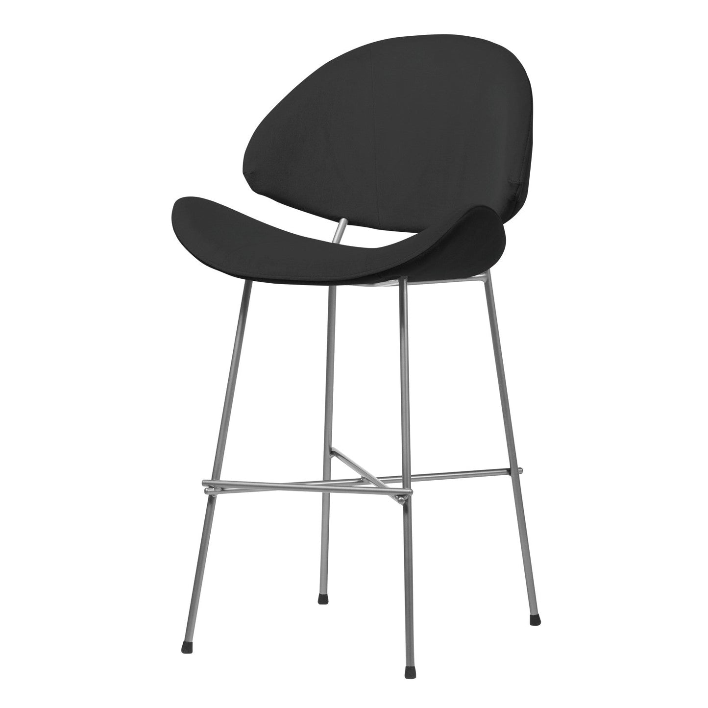 Krzesło barowe Cheri Bar Velours Chrome Low - Czarne
